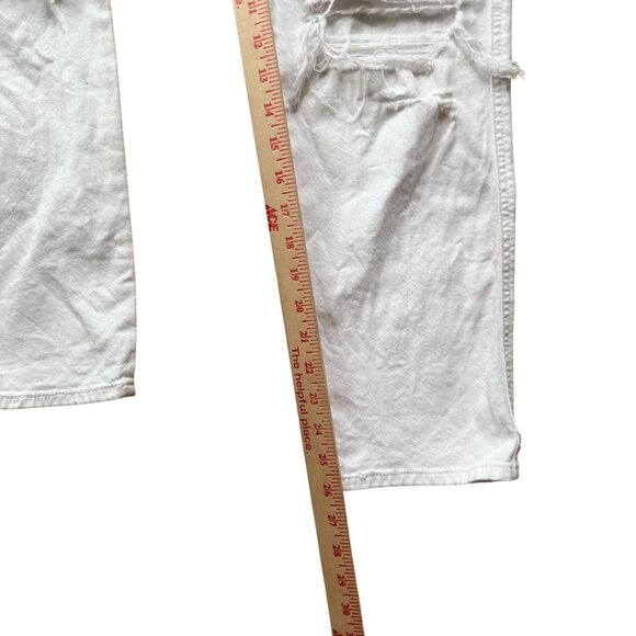 7 for All Mankind Denim High Waist Cropped Straight Leg Jeans Women's 28 White - Picture 13 of 15